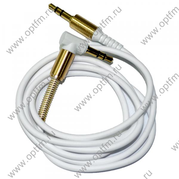 Кабель AUX угловой с пружинкой белый (1,0м)
