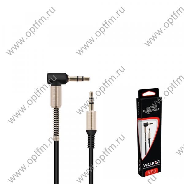 Кабель AUX WALKER WCA-710 угловой разъем, с пружинкой черный