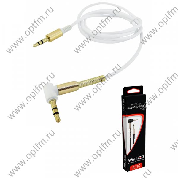 Кабель AUX WALKER WCA-710 угловой разъем, с пружинкой белый