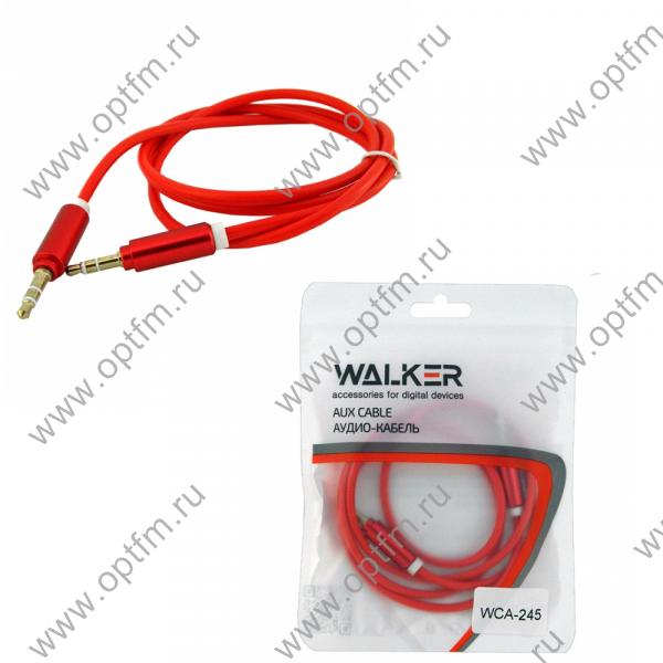 Кабель AUX WALKER WCA-245 с металлическими разъемами красный /пакет/