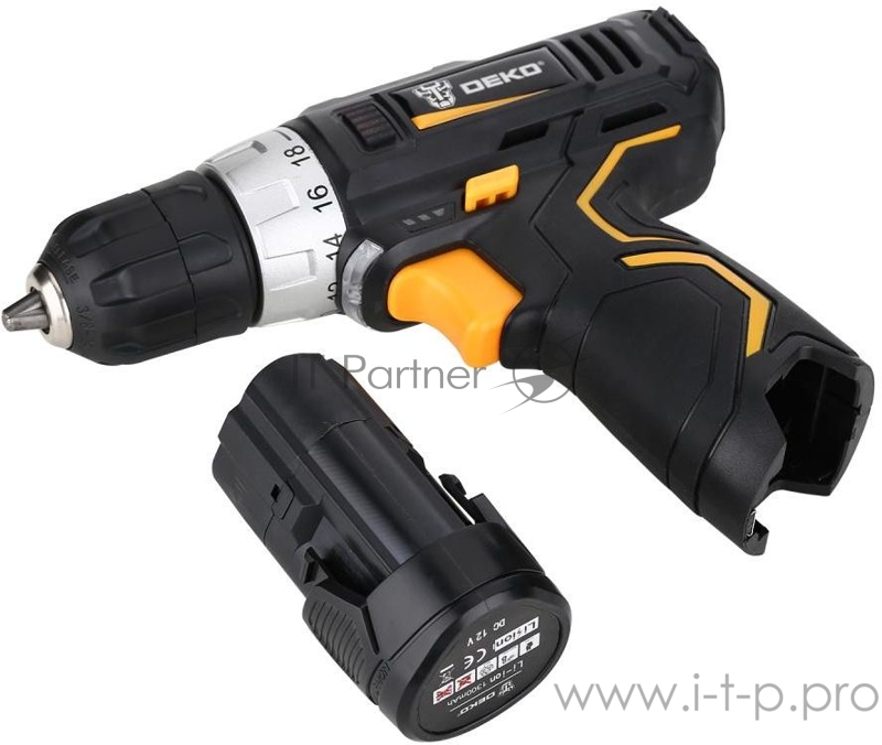 Акк. дрель DEKO GCD12DU3 (063-4096) 12 В/1,5 Ач, Li-Ion, 1500 об/мин, БЗП 10 мм, 1,02 кг