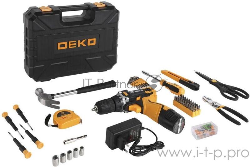 Акк. дрель DEKO DKCD12FU-Li (063-4104) акк 12В/1.5 Ач, патрон БЗП 3/8, с оснасткой в кейсе
