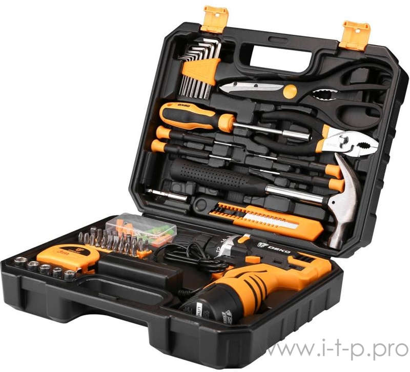 Акк. дрель DEKO DKCD12FU-Li (063-4104) акк 12В/1.5 Ач, патрон БЗП 3/8, с оснасткой в кейсе