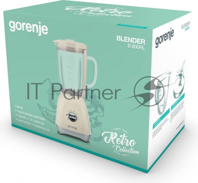 Блендер Gorenje стационарный, 800 Вт, 5 скоростей