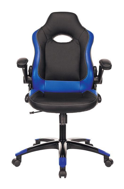 Кресло игровое Бюрократ VIKING-1N/BL-BLUE черный/синий искусственная кожа