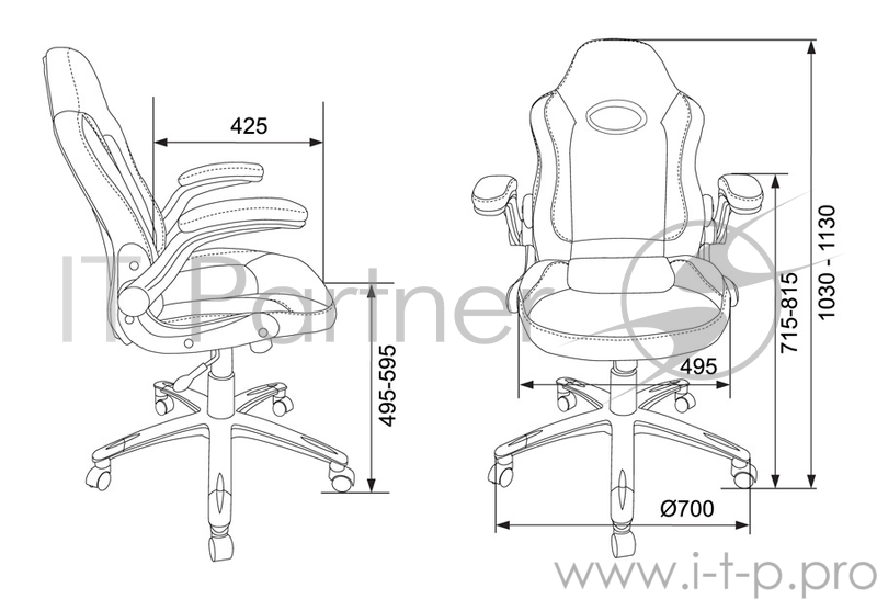 Кресло игровое Бюрократ VIKING-1N/BL-RED черный/красный искусственная кожа