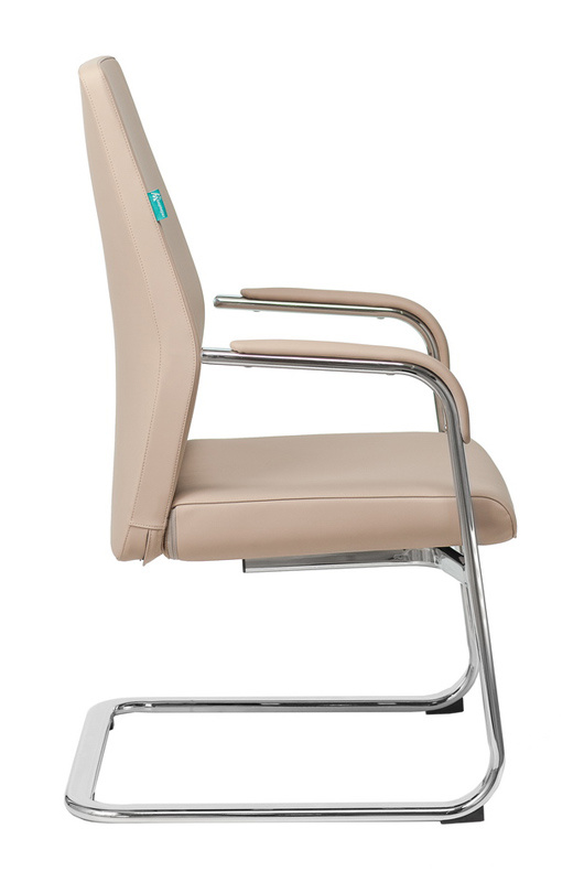 Кресло Бюрократ _JONS-LOW-V/BEIGE на полозьях бежевый кожа