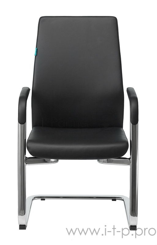 Кресло Бюрократ _JONS-LOW-V/BLACK на полозьях черный кожа