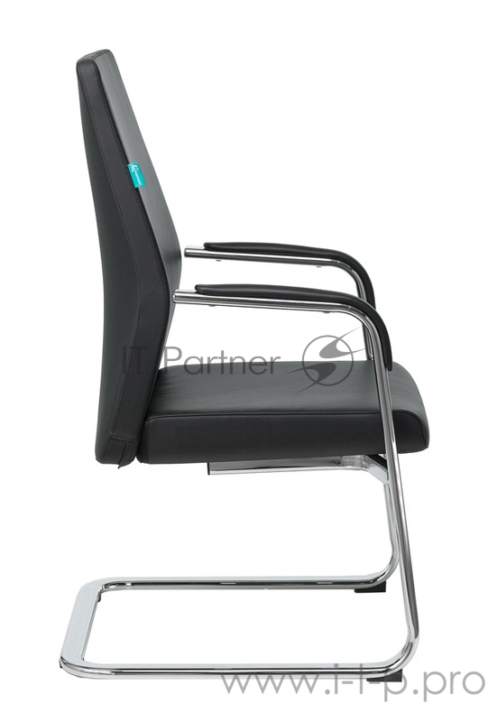 Кресло Бюрократ _JONS-LOW-V/BLACK на полозьях черный кожа