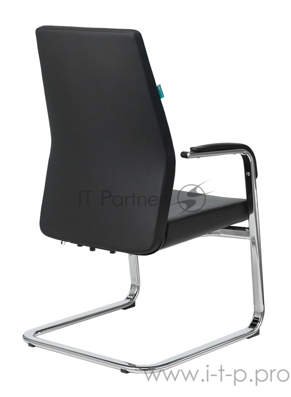 Кресло Бюрократ _JONS-LOW-V/BLACK на полозьях черный кожа