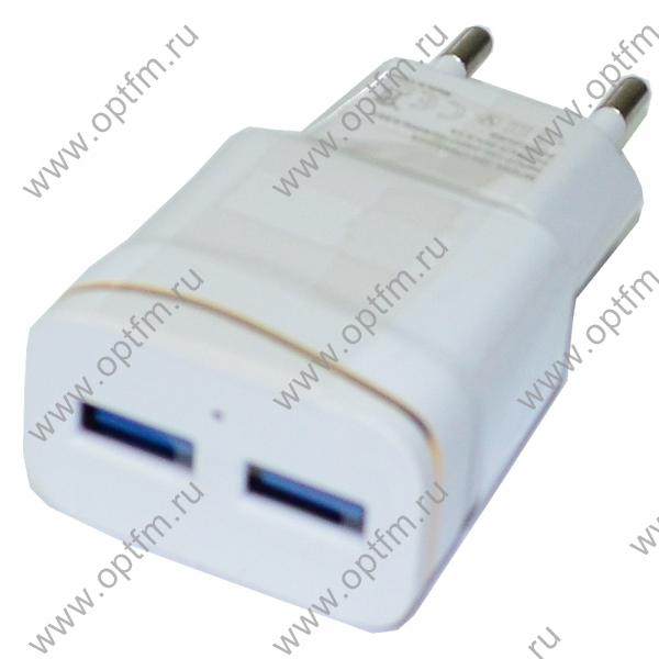 СЗУ-USB 2 выхода max 3,1А /real 1,8A/ SD-361/ белая с золотой полосой /Quick Charge 3.0/