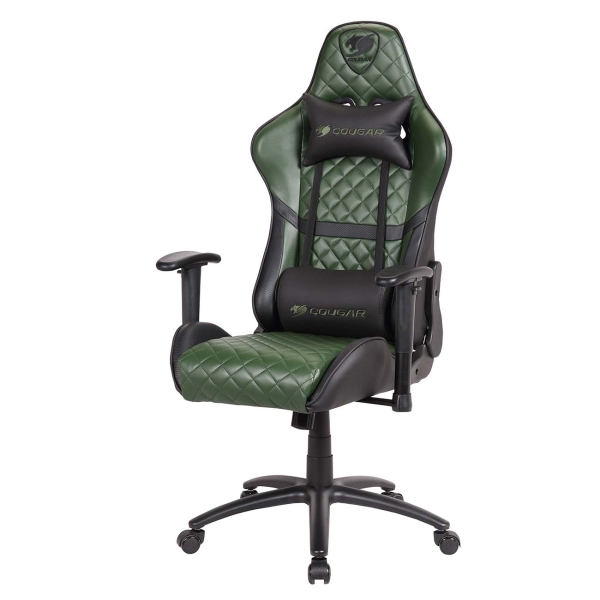 Кресло геймерское Cougar Armor One X green (экокожа, регулируемый угол наклона, механизм качания)