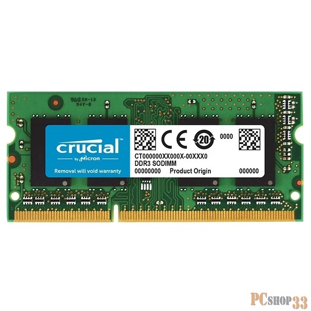 SO-DIMM DDR 3 DIMM 8Gb PC14900, 1866Mhz, Crucial (CT102464BF186D) (retail)