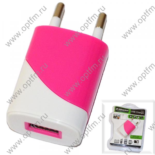 СЗУ-USB 1 выход max 1,0А YXT-2 бело-розовая