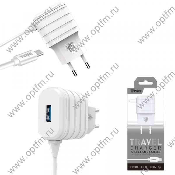 СЗУ TYPE-C 2,1A (USB выход, провод неразъемный) INKAX CD-09 белый