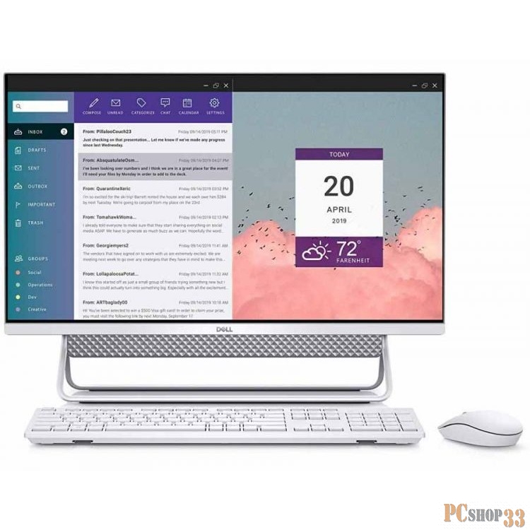 Моноблок Dell Inspiron AIO 7790 27 FullHD IPS AG Non-Touch, Core i5-10210U, 8Gb, 256GB SSD Boot Drive + 1TB, GF MX110 (2GB GDDR5), 2YW, Win10Pro, Silver Vessel Stand, Wi-Fi/BT, KB&Mouse