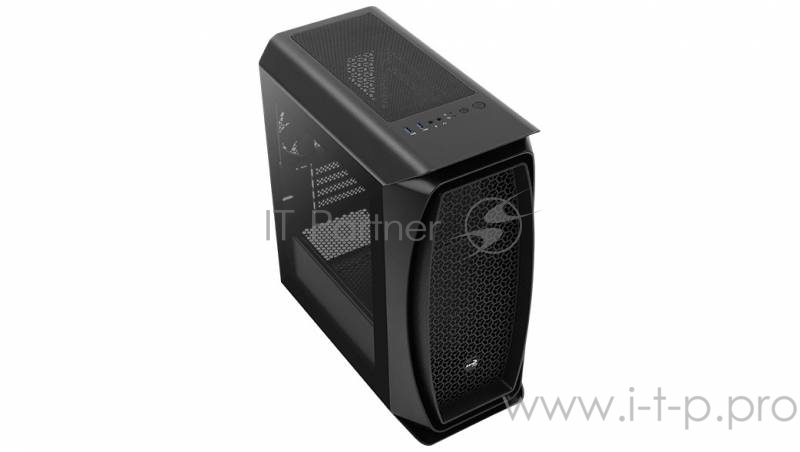Корпус Aerocool Aero One Mini-G-BK-v1 (2xUSB, 2xAudio, 0.5 мм, 120 мм FAN, прозрачная стенка-закаленное стекло, mATX, бе