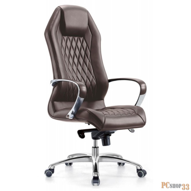 Кресло руководителя Бюрократ _AURA/BROWN коричневый кожа крестовина алюминий