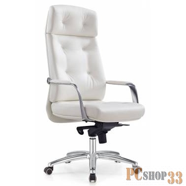 Кресло руководителя Бюрократ _DAO/WHITE белый кожа крестовина алюминий