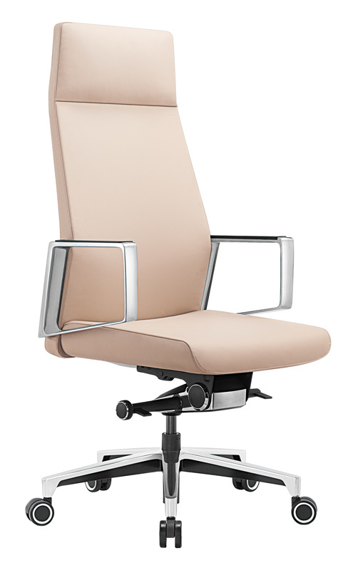 Кресло руководителя Бюрократ _JONS/BEIGE бежевый кожа крестовина алюминий