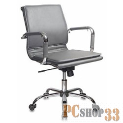 Кресло руководителя Бюрократ CH-993-Low/grey низкая спинка серый искусственная кожа крестовина хроми