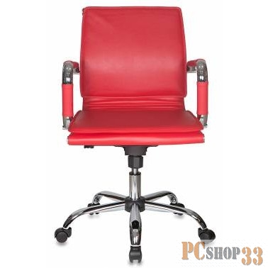Кресло руководителя Бюрократ CH-993-Low/Red низкая спинка красный искусственная кожа крестовина хром