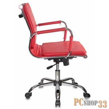 Кресло руководителя Бюрократ CH-993-Low/Red низкая спинка красный искусственная кожа крестовина хром