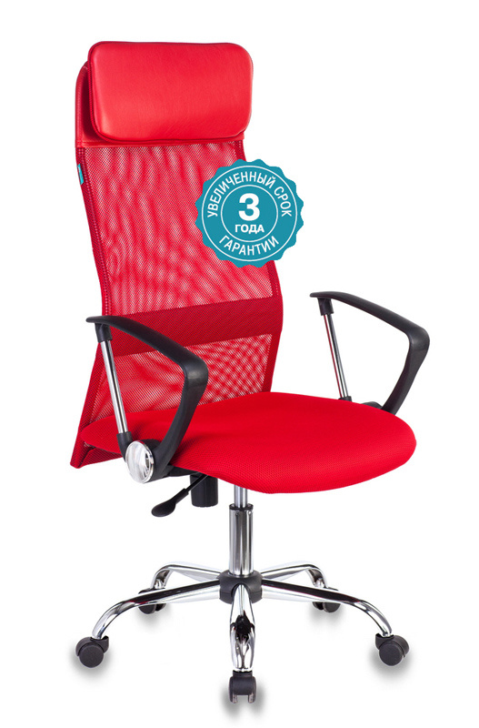 Кресло руководителя Бюрократ KB-6N/SL/R/TW-97N красный TW-35N TW-97N сетка крестовина хром