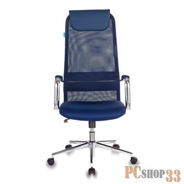 Кресло руководителя Бюрократ KB-9N/DB/TW-10N синий TW-01 TW-11 сетка крестовина хром