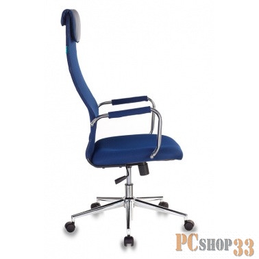 Кресло руководителя Бюрократ KB-9N/DB/TW-10N синий TW-01 TW-11 сетка крестовина хром