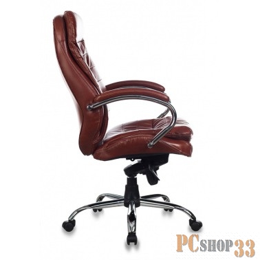 Кресло руководителя Бюрократ T-9950AXSN/Brown сиденье коричневый кожа/кожзам крестовина хром