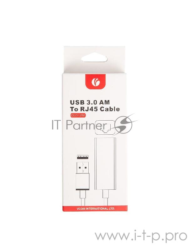Кабель-переходник USB 3.0 (Am) --> LAN RJ-45 Ethernet 1000 Mbps, Aluminum Shell, VCOM <DU312M>