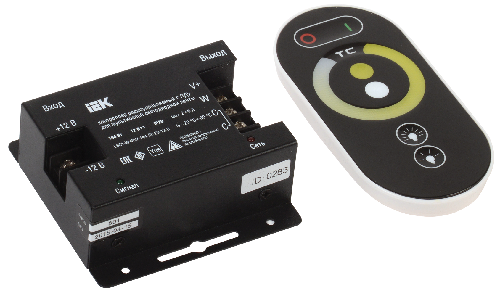 Iek LSC1-W-WW-144-RF-20-12-B Контроллер с ПДУ радио (черный) W-WW 2 канала 12В, 6А, 144Вт IEK