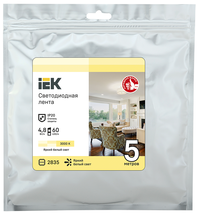 IEK LSR1-1-060-20-3-03 Лента LED 3м LSR-2835WW60-4,8-IP20-12В