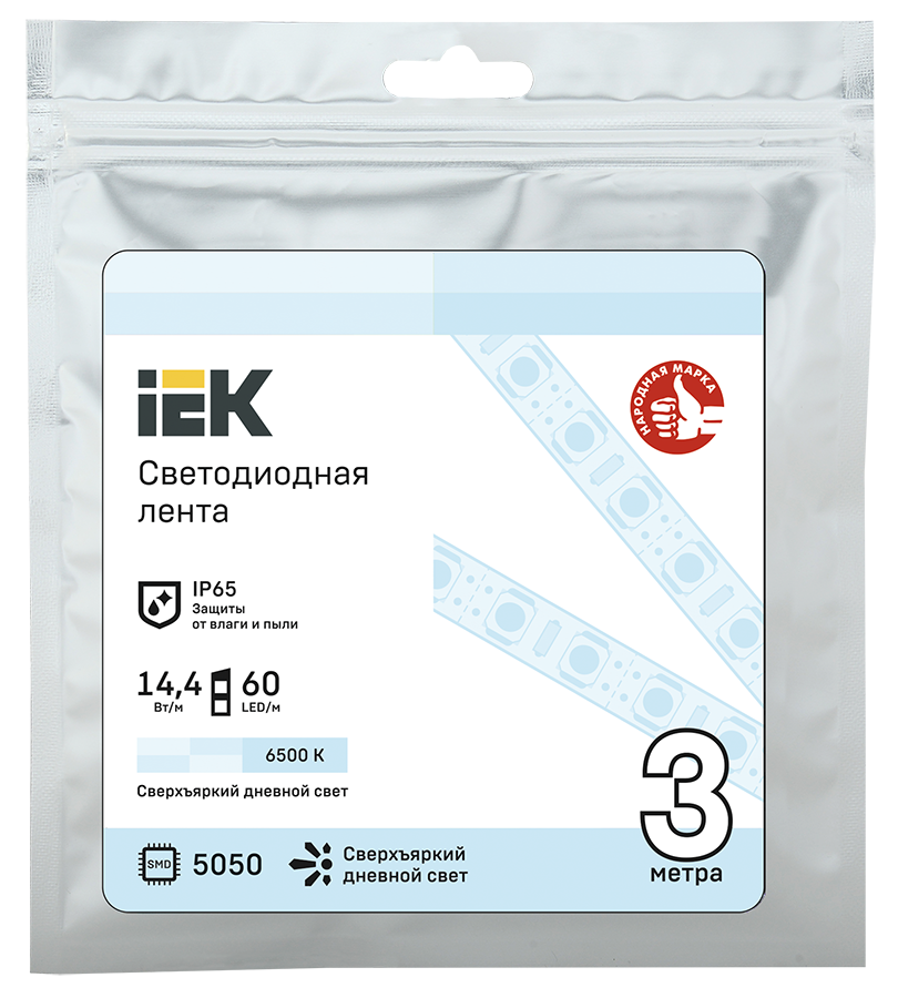 IEK LSR2-2-060-65-3-03 Лента LED 3м LSR-5050W60-14,4-IP65-12В