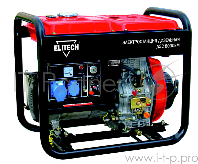 Генератор ELITECH ДЭС 8000 ЕM диз. 4-х такт 6.5кВт11.6л.с. 474см3 тбак-12.5л 2лч 104кг эл.старт