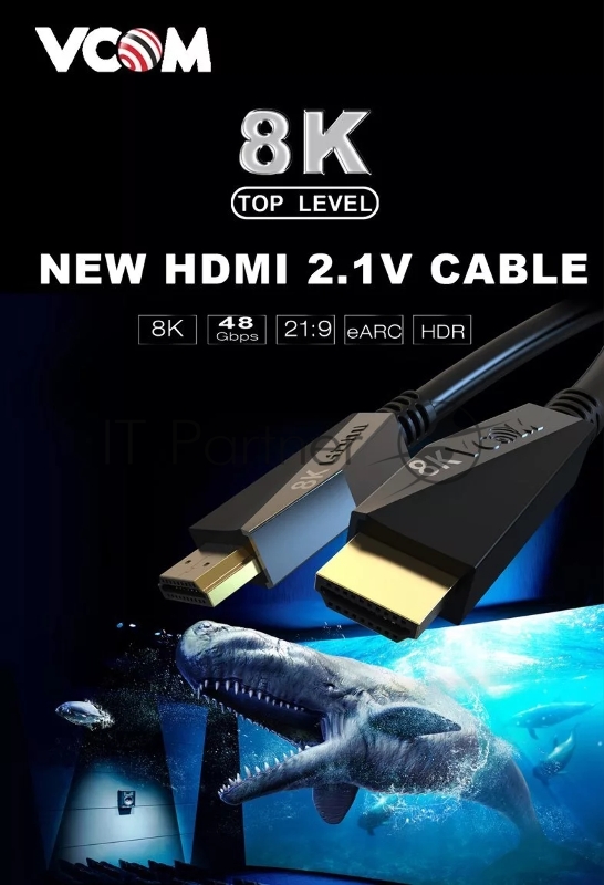 Кабель HDMI 19M/M,ver. 2.1, 8K@60 Hz 0.5m VCOM <CG860-0.5M>