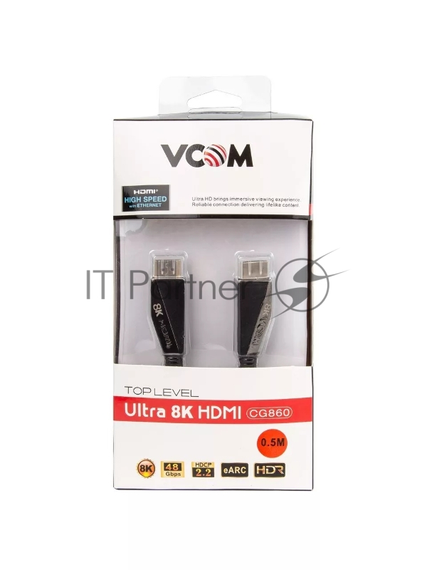 Кабель HDMI 19M/M,ver. 2.1, 8K@60 Hz 0.5m VCOM <CG860-0.5M>