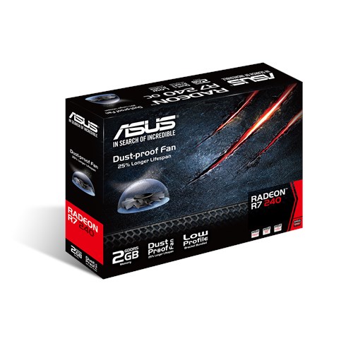 Видеокарта Asus AMD Radeon R7 240 2048Mb 128bit DDR5 730/4600 DVIx1/HDMIx1/CRTx1/HDCP/ PCI-E/ Ret low profile