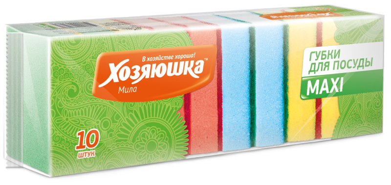 Губка для посуды ХОЗЯЮШКА Мила 01001 MAXI 10 шт. Г-08