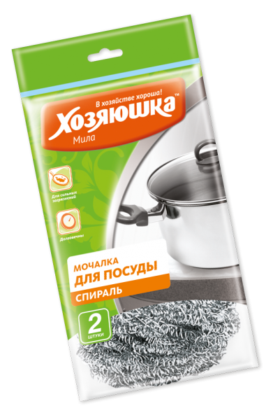 Мочалка для посуды спираль ХОЗЯЮШКА Мила 02011 2шт.