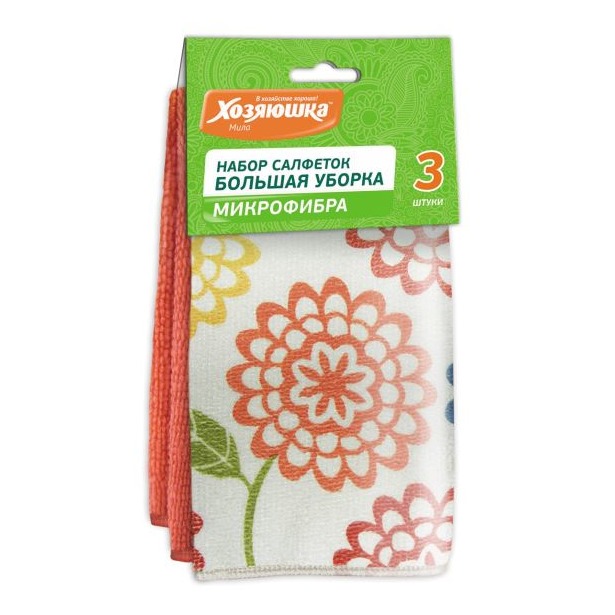 Набор салфеток микрофибра ХОЗЯЮШКА Мила 04038 20*30, 3шт.