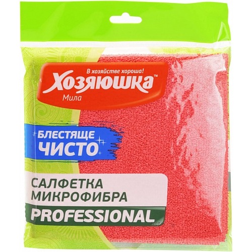 Салфетка для уборки микрофибра ХОЗЯЮШКА Мила 04042 PROFESSIONAL 30*30 1шт