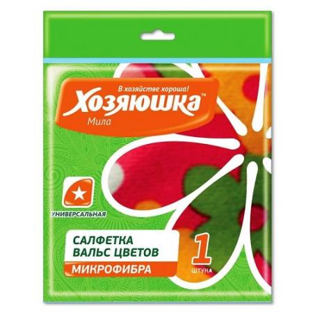 Салфетка универсальная Вальс цветов микрофибра ХОЗЯЮШКА Мила 04027 30х30см 1шт