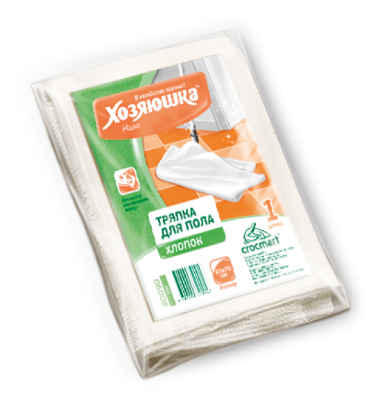 Тряпка для пола хлопок белая ХОЗЯЮШКА Мила 06008 60*70см 1шт.