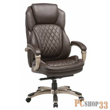 Кресло руководителя Бюрократ T-9915/BROWN коричневый рец.кожа/кожзам (пластик золото)