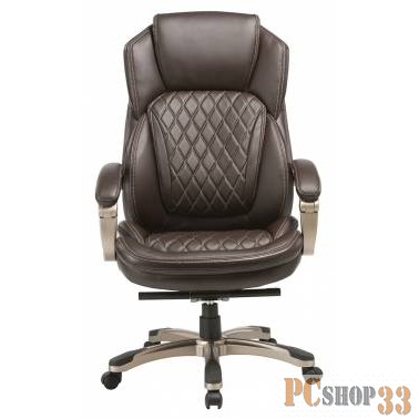Кресло руководителя Бюрократ T-9915/BROWN коричневый рец.кожа/кожзам (пластик золото)