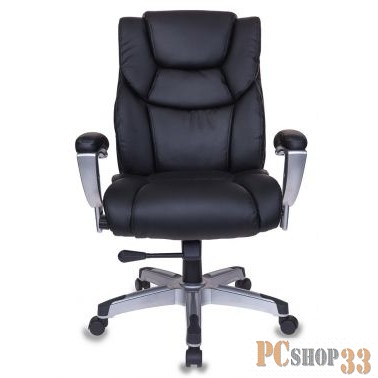 Кресло руководителя Бюрократ T-9999/BLACK черный рец.кожа/кожзам колеса черный (пластик серебро)