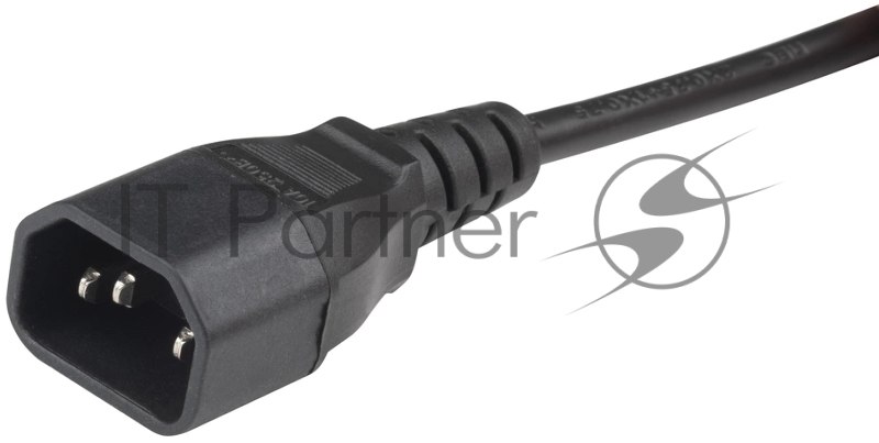 Кабель питания Hyperline PWC-IEC13A-IEC14-1.8-BK монитор-компьютер IEC 320 C13 (угловая) - IEC 320 C14 (3x0.75), 10A, прямая вилка, 1.8м, цвет черный