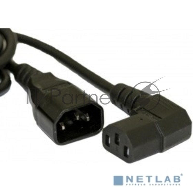 Кабель питания Hyperline PWC-IEC13A-IEC14-1.8-BK монитор-компьютер IEC 320 C13 (угловая) - IEC 320 C14 (3x0.75), 10A, прямая вилка, 1.8м, цвет черный